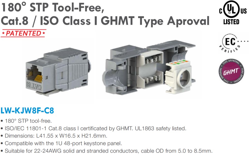 CAT8 shielded keystone jack